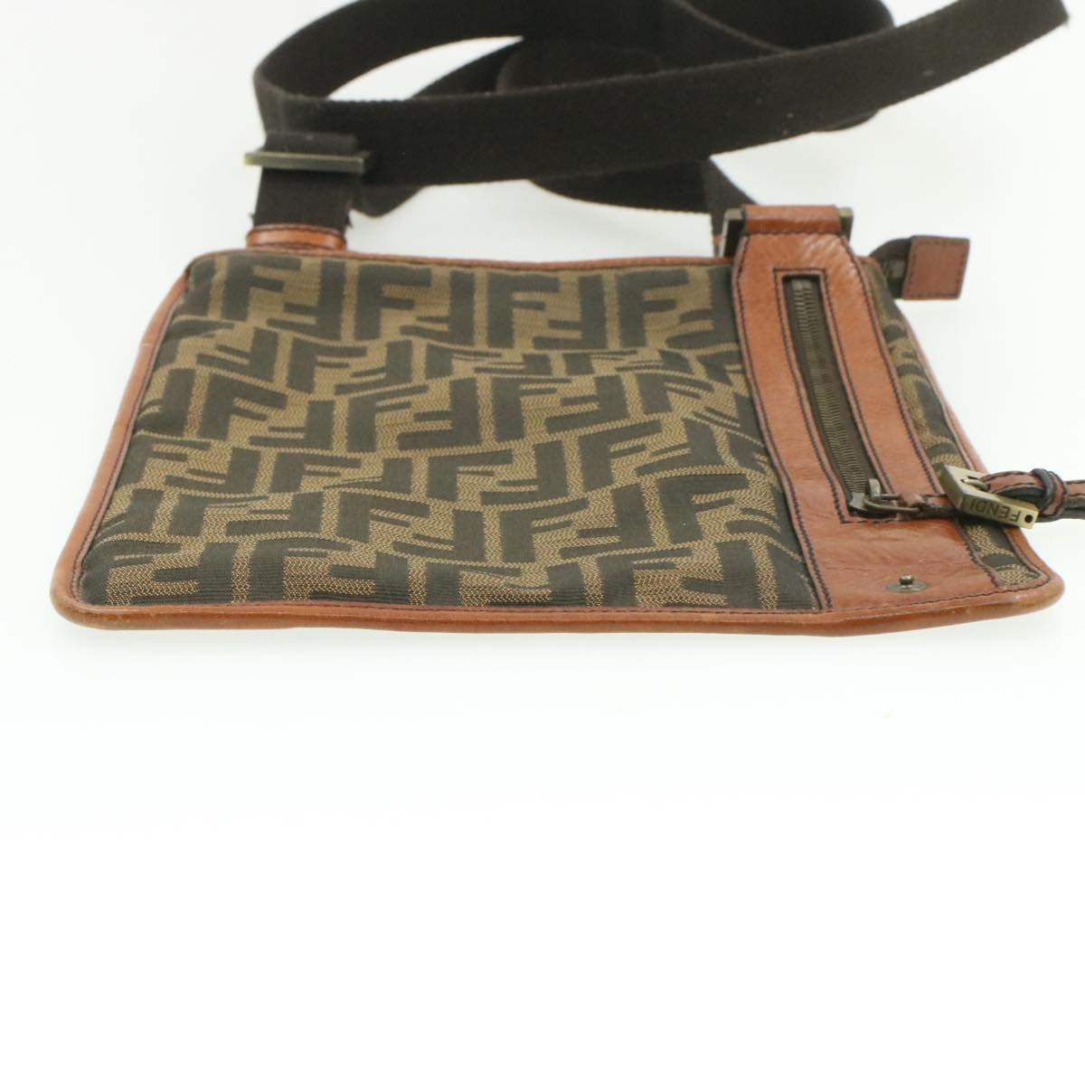 FENDI Zucca Canvas Shoulder Bag Black Brown am192g