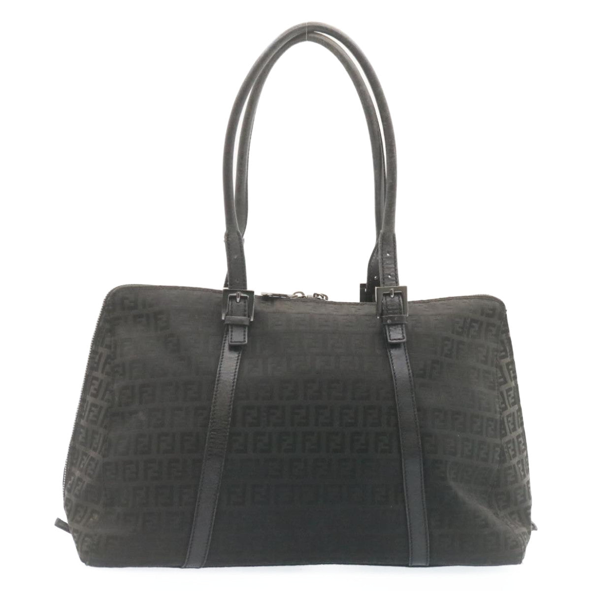 FENDI Zucchino Canvas Hand Bag Canvas Black am2016g