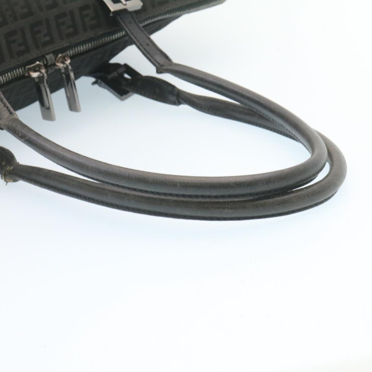 FENDI Zucchino Canvas Hand Bag Canvas Black am2016g