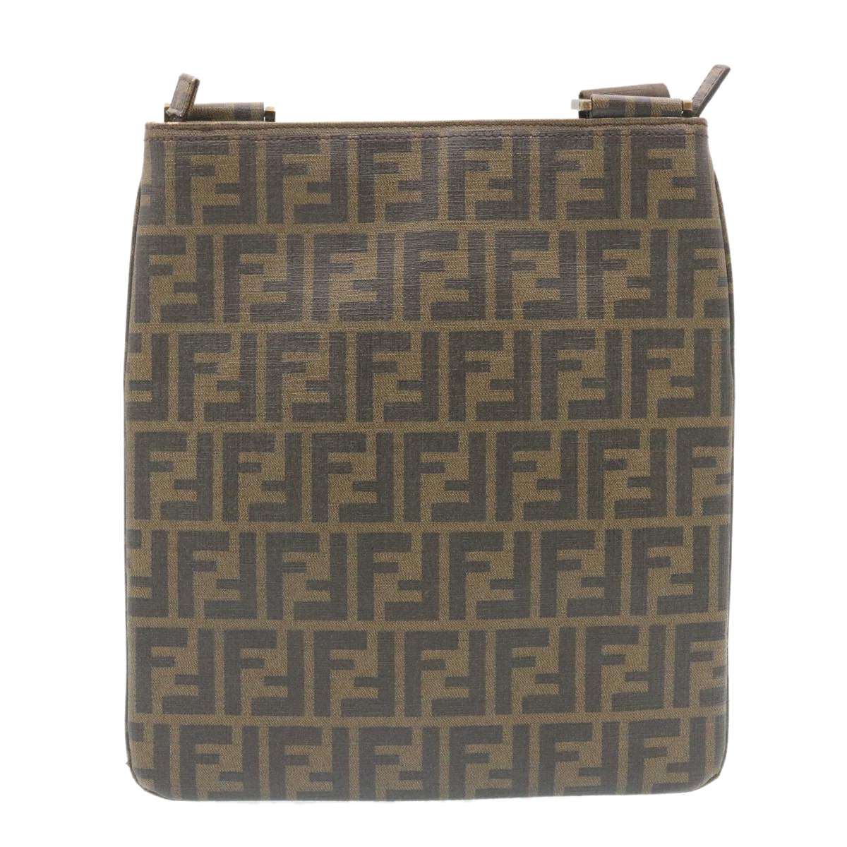 FENDI Zucca Canvas Shoulder Bag Canvas Brown Black am2051g