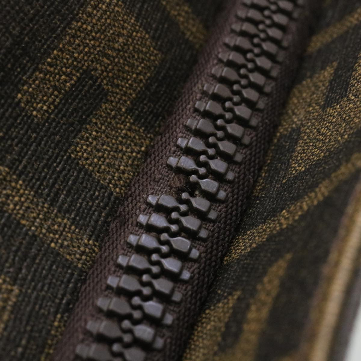 FENDI Zucca Canvas Shoulder Bag Canvas Brown Black am2051g