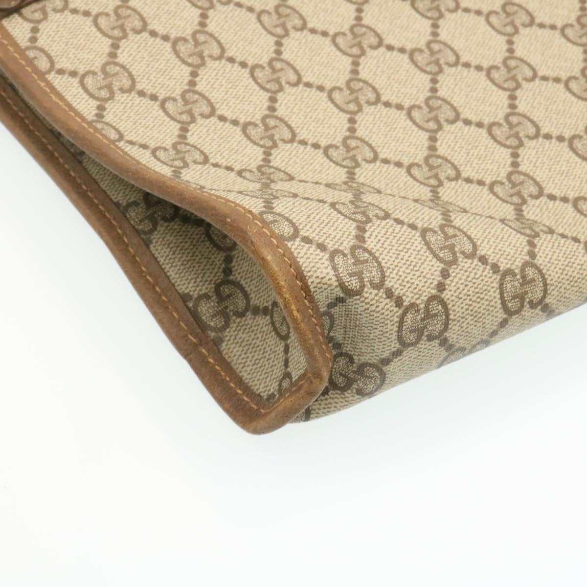 GUCCI GG Canvas Clutch Bag PVC Leather Beige am2188g