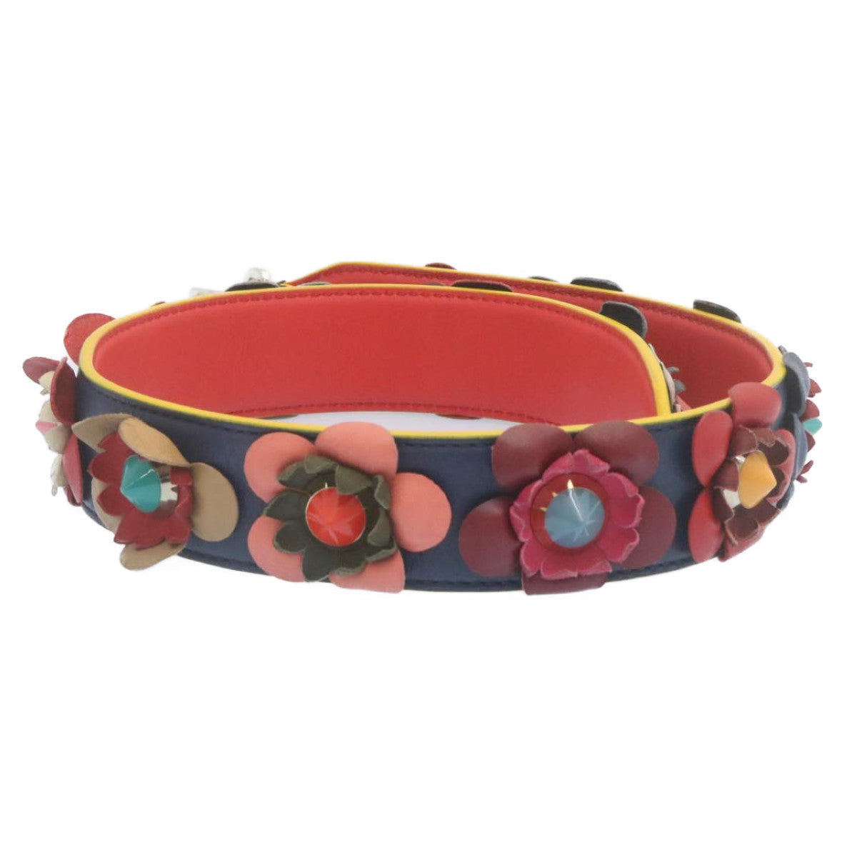 FENDI Flower  Leather Navy Red am2219g