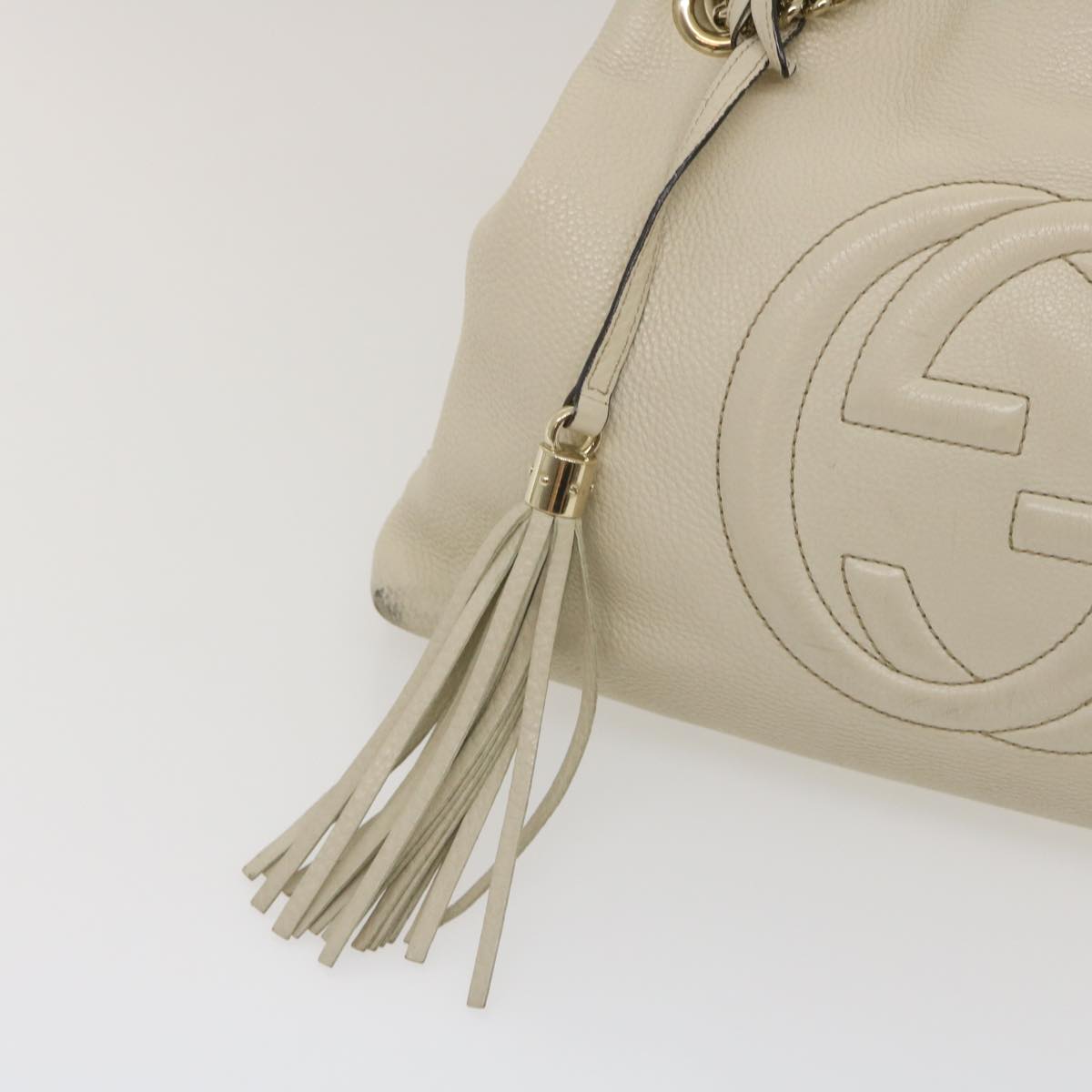 GUCCI Interlocking Chain Tote Bag Leather White am2354g