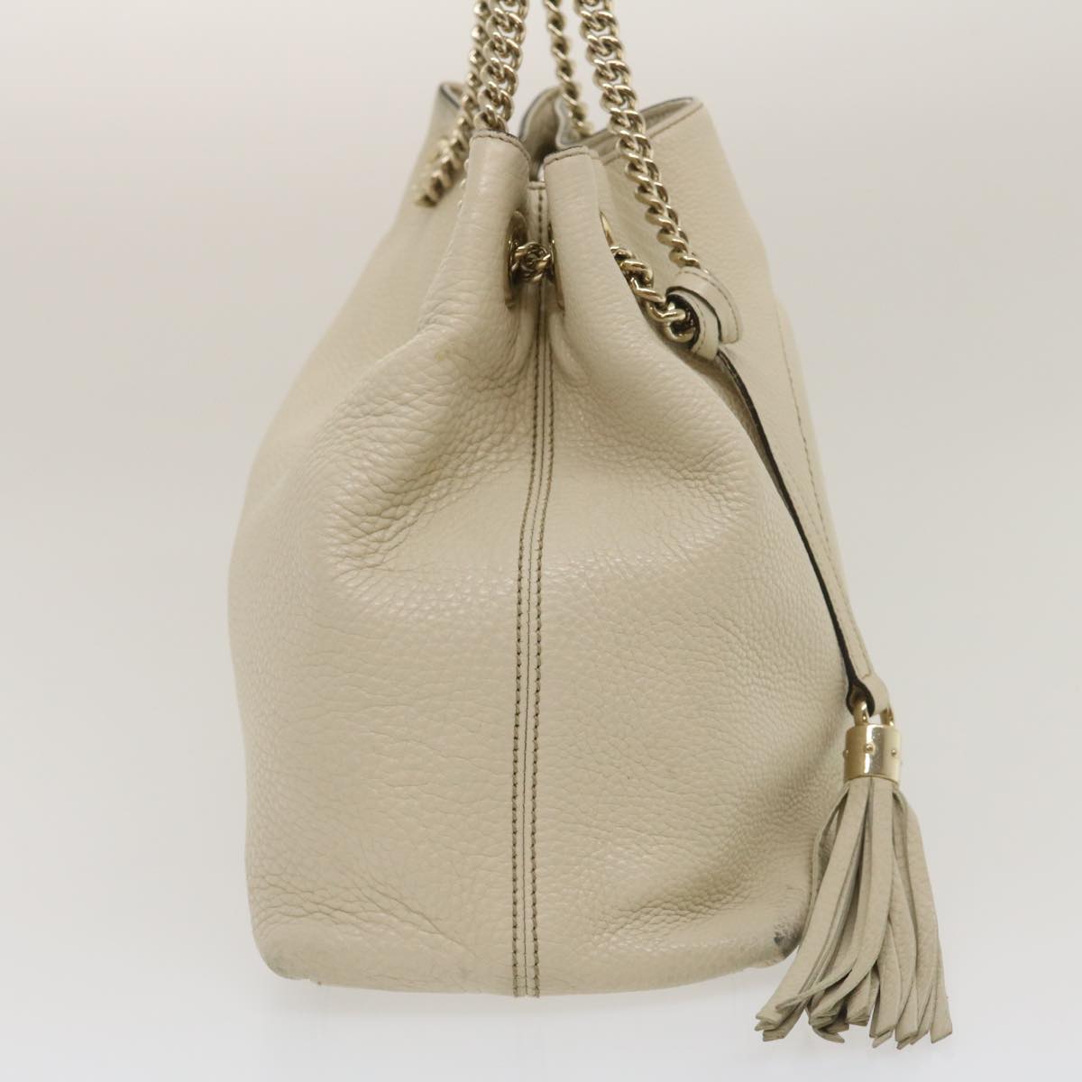 GUCCI Interlocking Chain Tote Bag Leather White am2354g