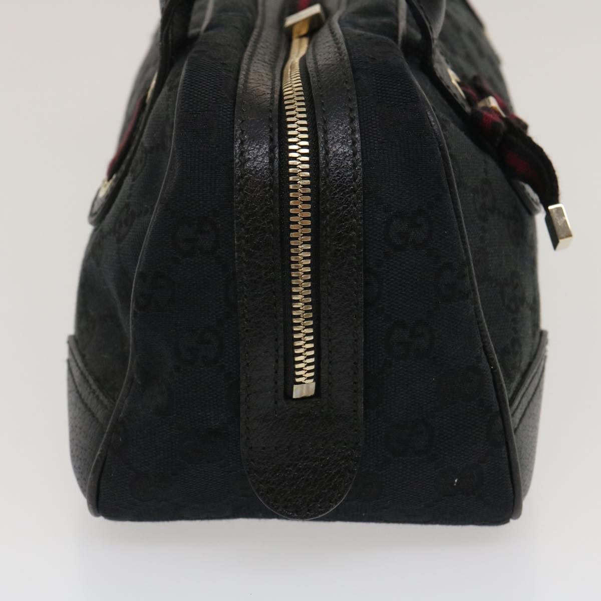 GUCCI Web Sherry Line GG Canvas Hand Bag Black Red Green am2453g