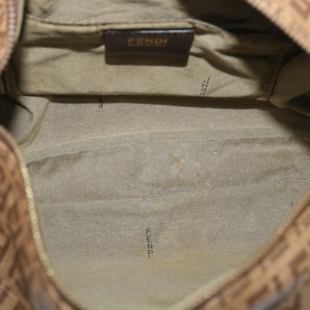 FENDI Zucchino Canvas Shoulder Bag Brown am2491g