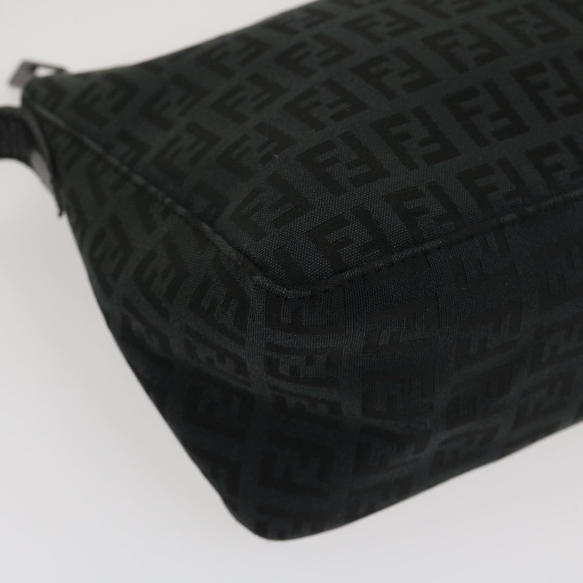 FENDI Zucchino Canvas Shoulder Bag Black am2528g