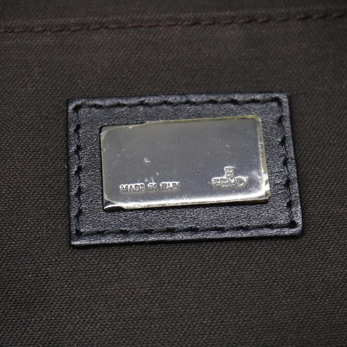 FENDI Zucchino Canvas Shoulder Bag Black am2528g
