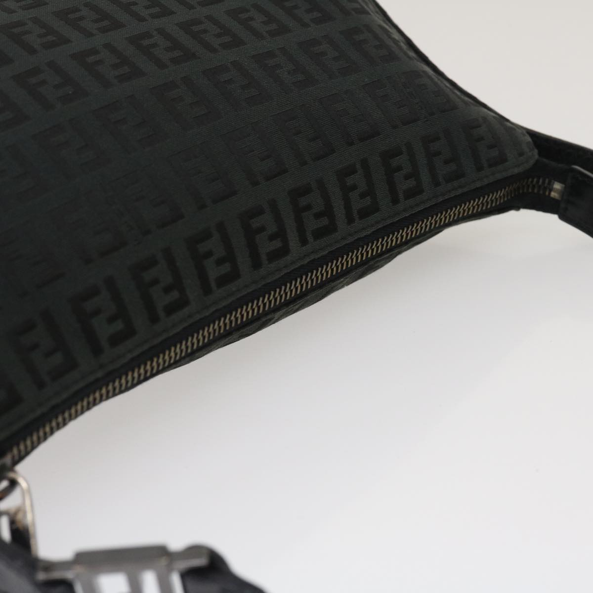 FENDI Zucchino Canvas Shoulder Bag Black am2528g
