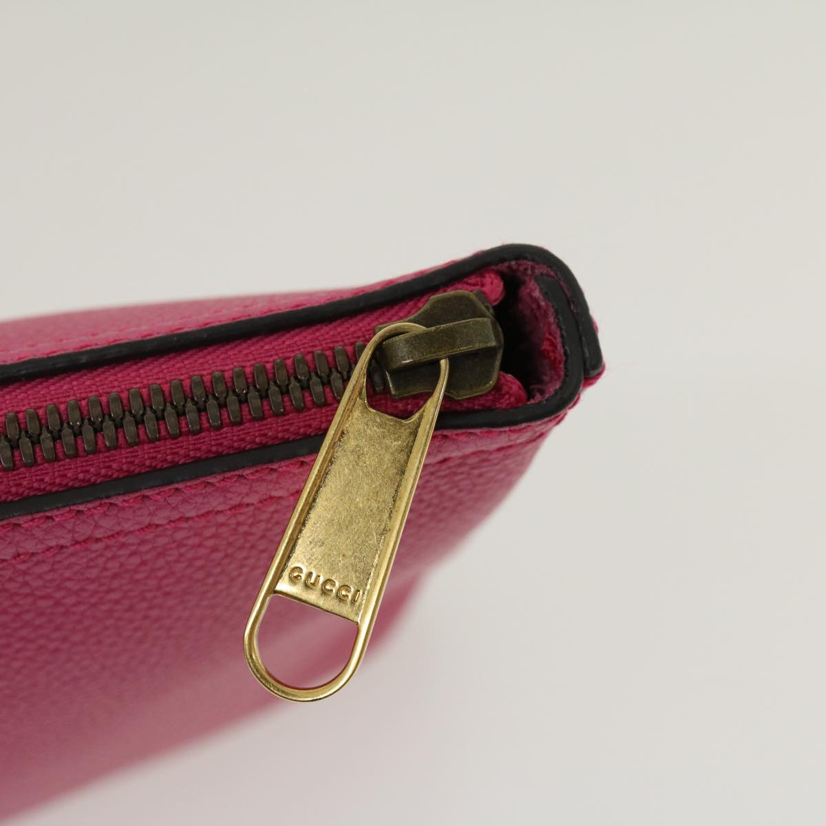 GUCCI Web Sherry Line Soho Clutch Bag Leather Pink am2581g