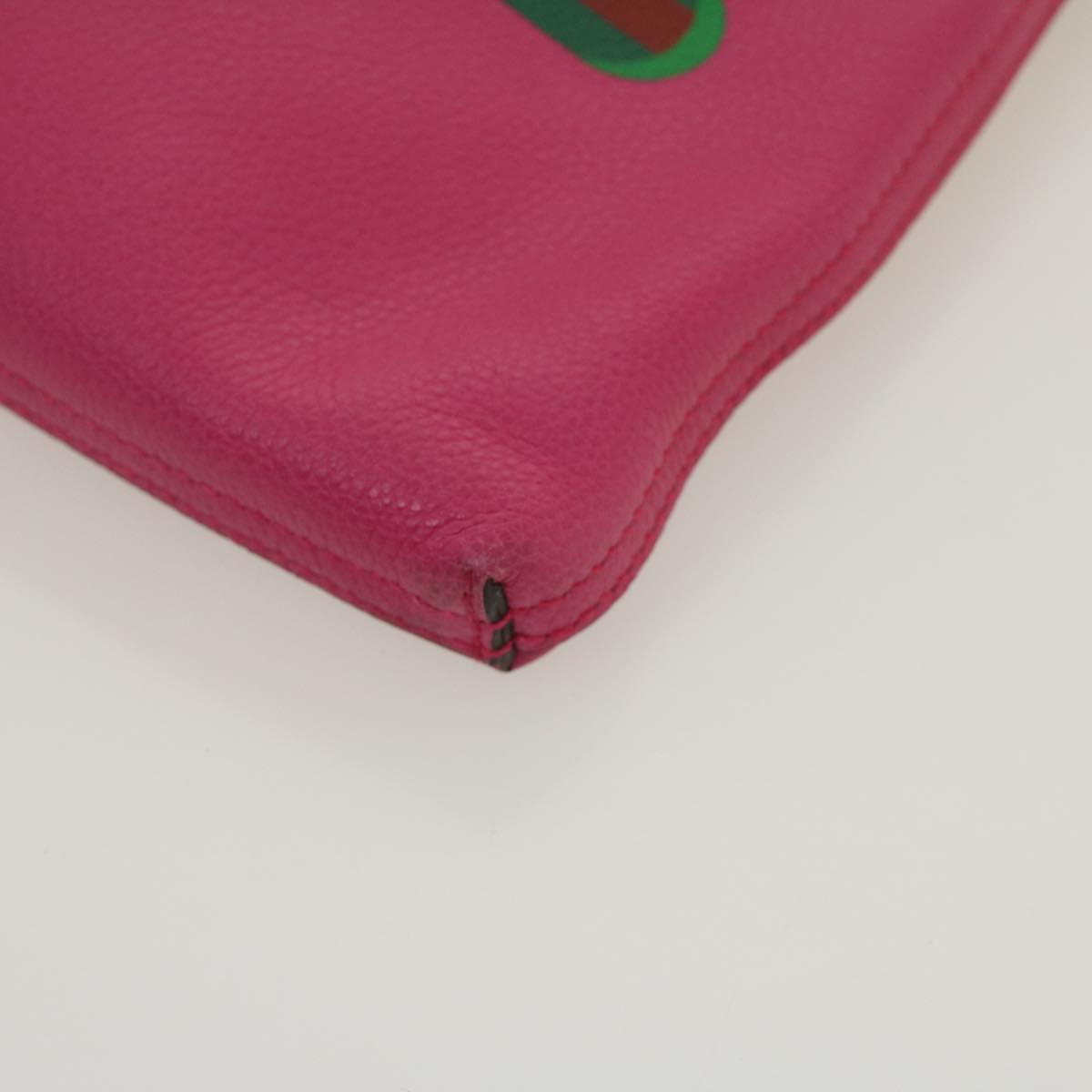 GUCCI Web Sherry Line Soho Clutch Bag Leather Pink am2581g