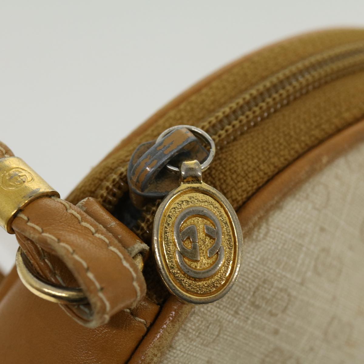 GUCCI Micro GG Canvas Shoulder Bag PVC Leather Beige Brown am2614g