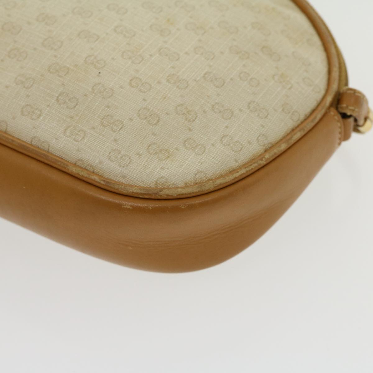 GUCCI Micro GG Canvas Shoulder Bag PVC Leather Beige Brown am2614g