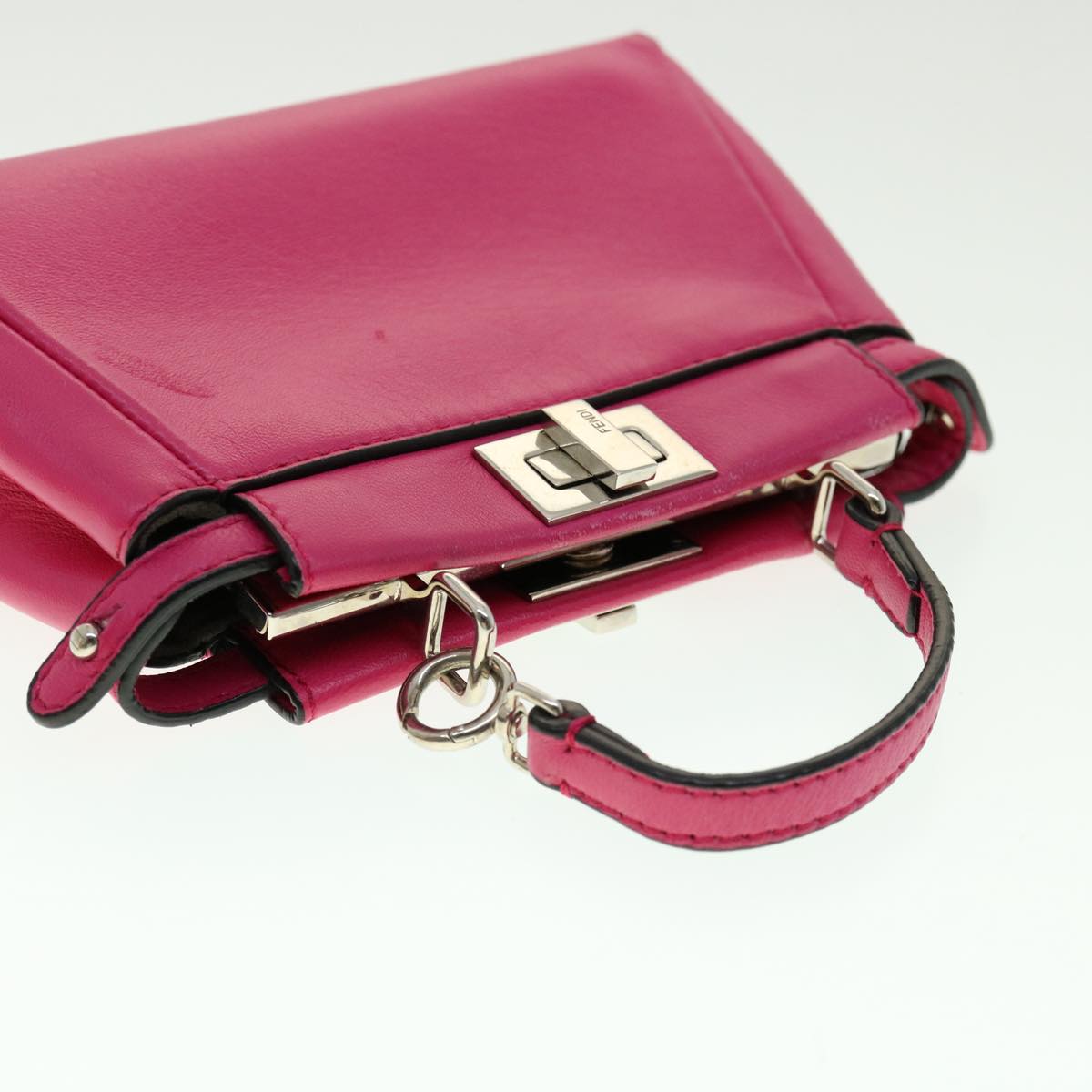 FENDI Micro Peek A Boo Hand Bag Leather 2way Pink am2705gA