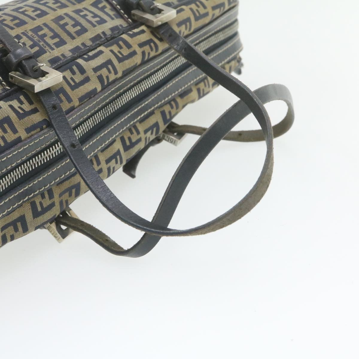 FENDI Zucchino Canvas Hand Bag Navy Blue am577g