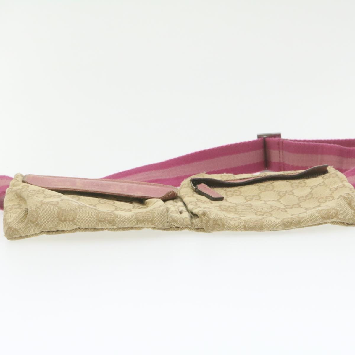 GUCCI GG Canvas Waist Bag Beige Pink am699g