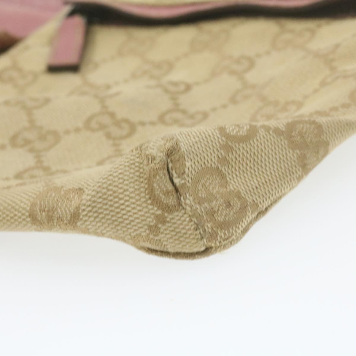 GUCCI GG Canvas Waist Bag Beige Pink am699g