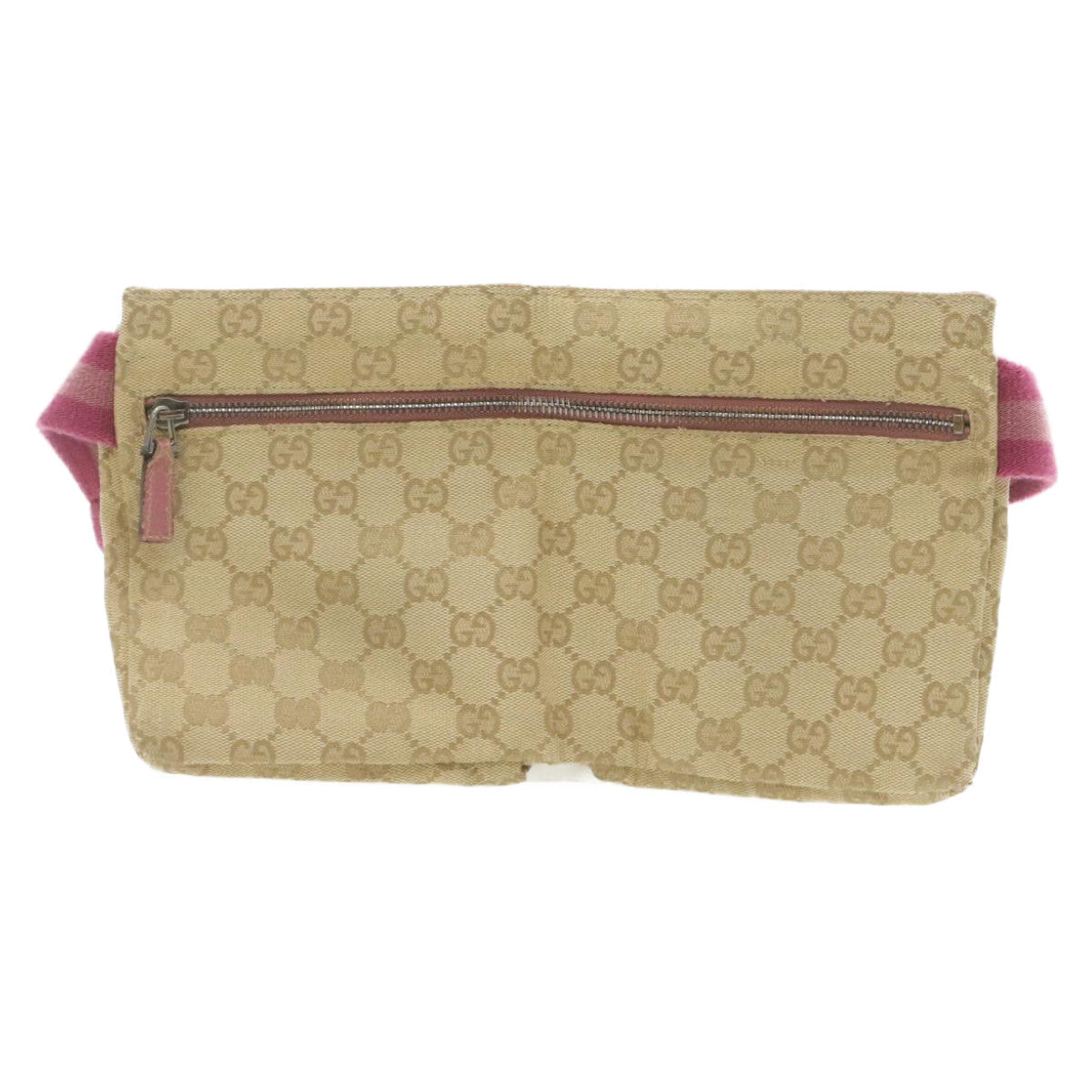 GUCCI GG Canvas Waist Bag Beige Pink am699g