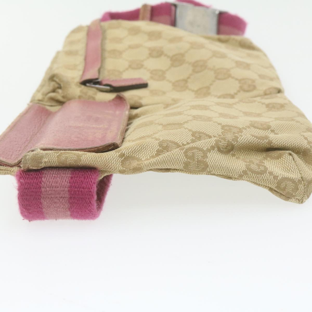 GUCCI GG Canvas Waist Bag Beige Pink am699g