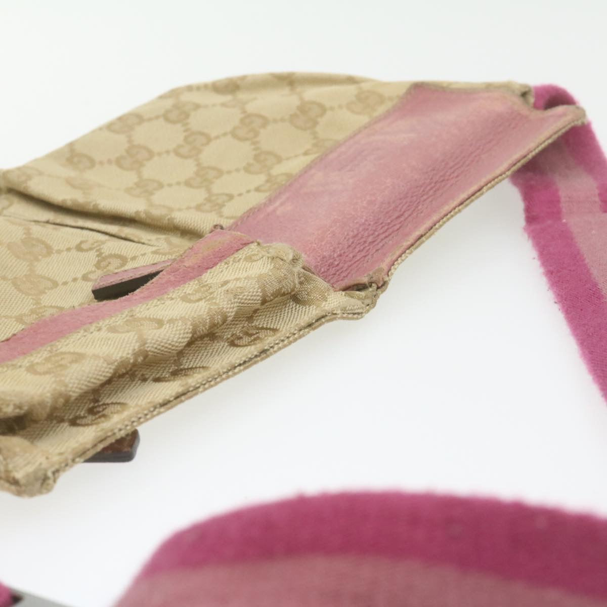 GUCCI GG Canvas Waist Bag Beige Pink am699g
