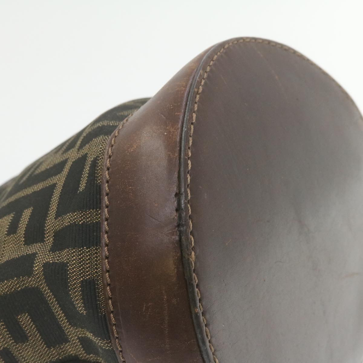 FENDI Zucca Canvas Hand Bag Brown Black am808g