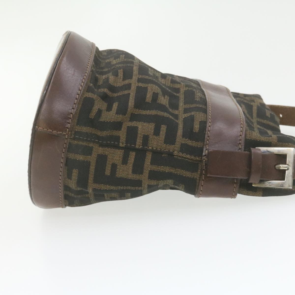 FENDI Zucca Canvas Hand Bag Brown Black am808g