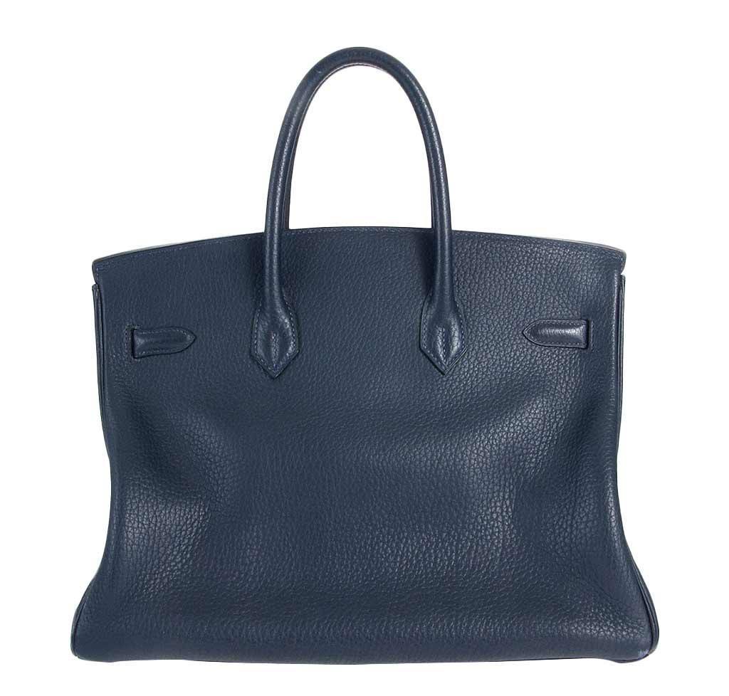HermÃƒÆ’Ã‚Â¨s Birkin 35 Navy Fjord Bag GHW