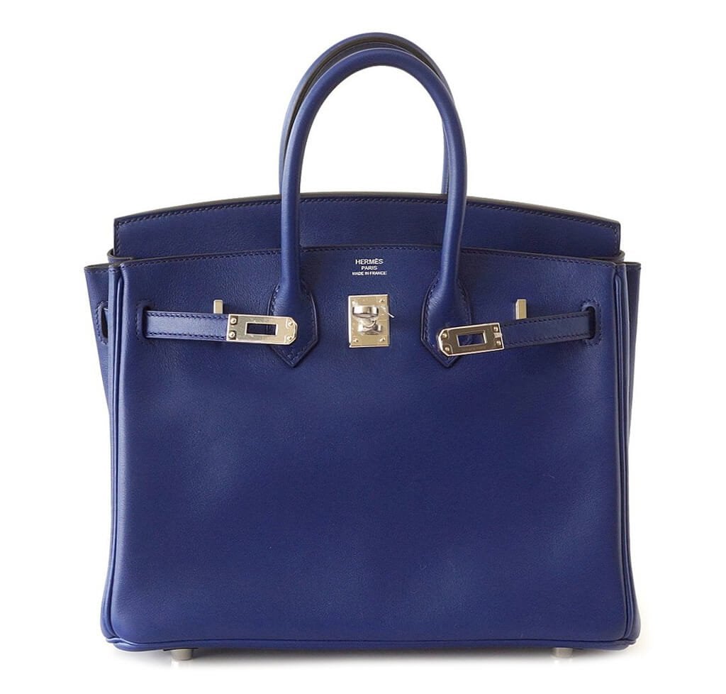 HermÃƒÆ’Ã‚Â¨s Birkin 25 Bleu Saphir Bag Swift Palladium