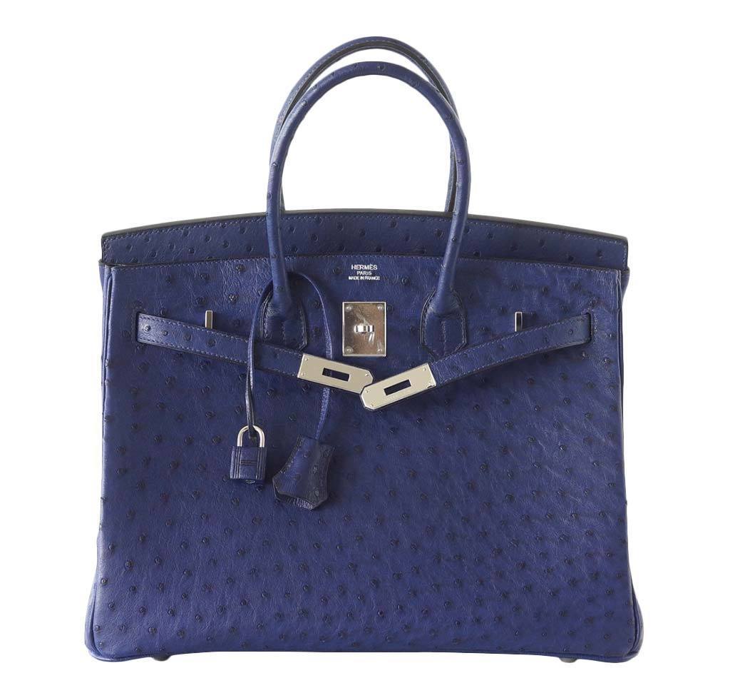 HermÃƒÆ’Ã‚Â¨s Birkin 35 Blue Iris Ostrich Bag