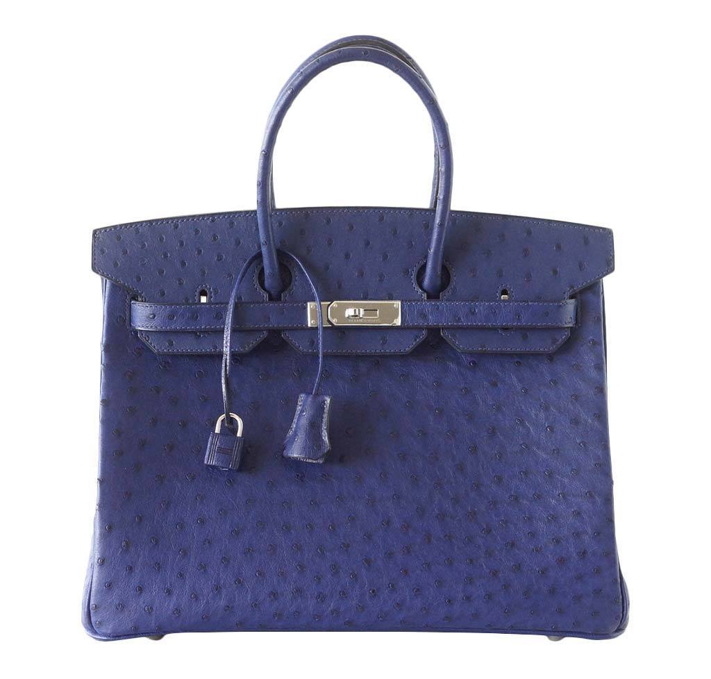 HermÃƒÆ’Ã‚Â¨s Birkin 35 Blue Iris Ostrich Bag