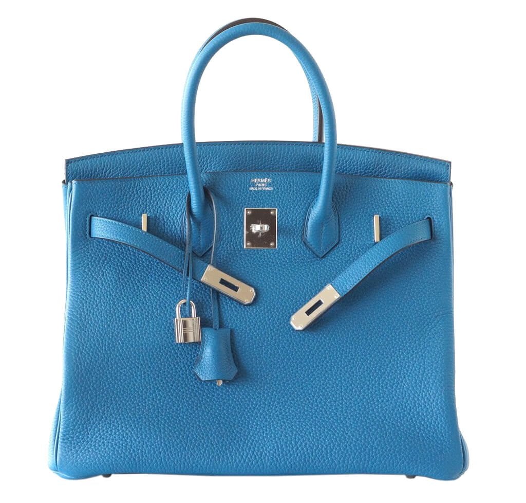 HermÃƒÆ’Ã‚Â¨s Birkin 35 Bag Blue Izmir Palladium Hardware