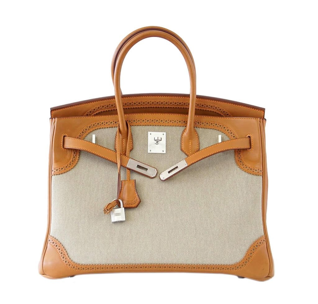 HermÃƒÆ’Ã‚Â¨s Birkin Ghillies 35 Bag Barenia Toile