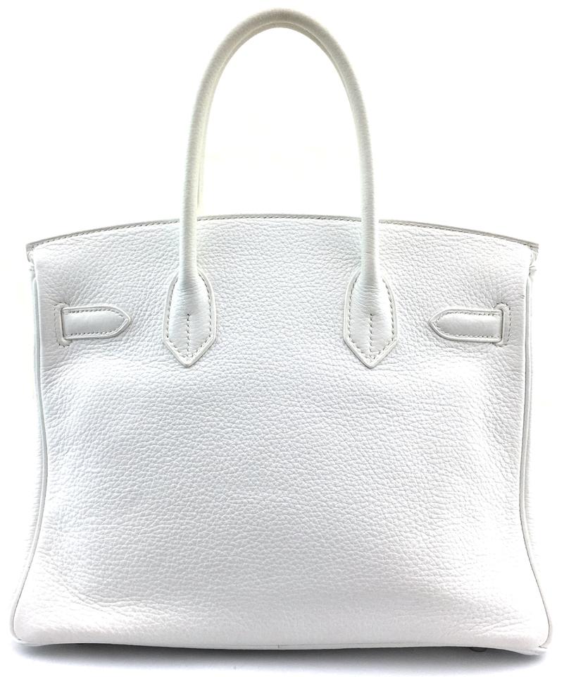 HermÃƒÆ’Ã‚Â¨s Birkin Clemence 30 Cm Tote Shw White Leather Satchel