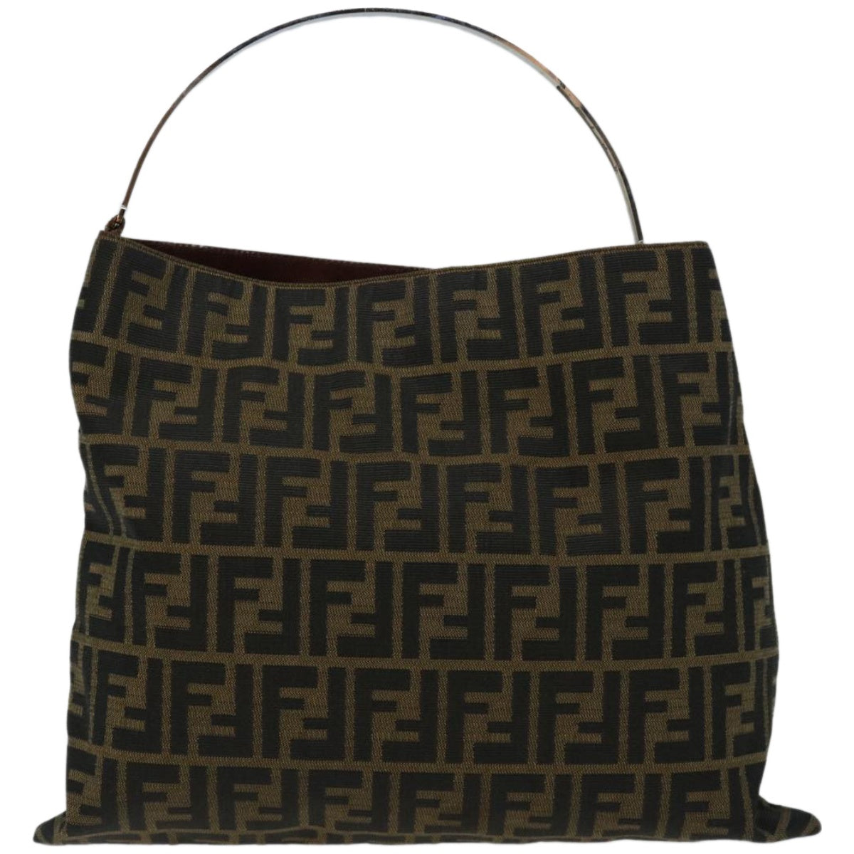 FENDI Zucca Canvas Hand Bag Black Brown hk1112