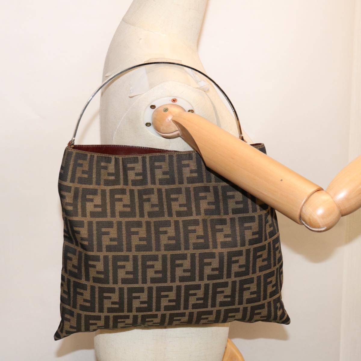 FENDI Zucca Canvas Hand Bag Black Brown hk1112
