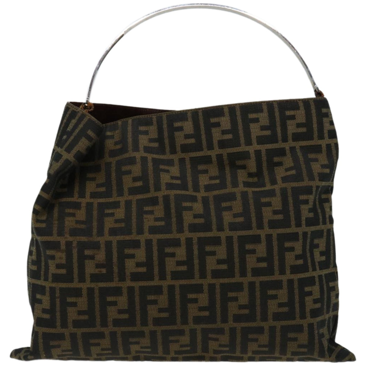 FENDI Zucca Canvas Hand Bag Black Brown hk1112