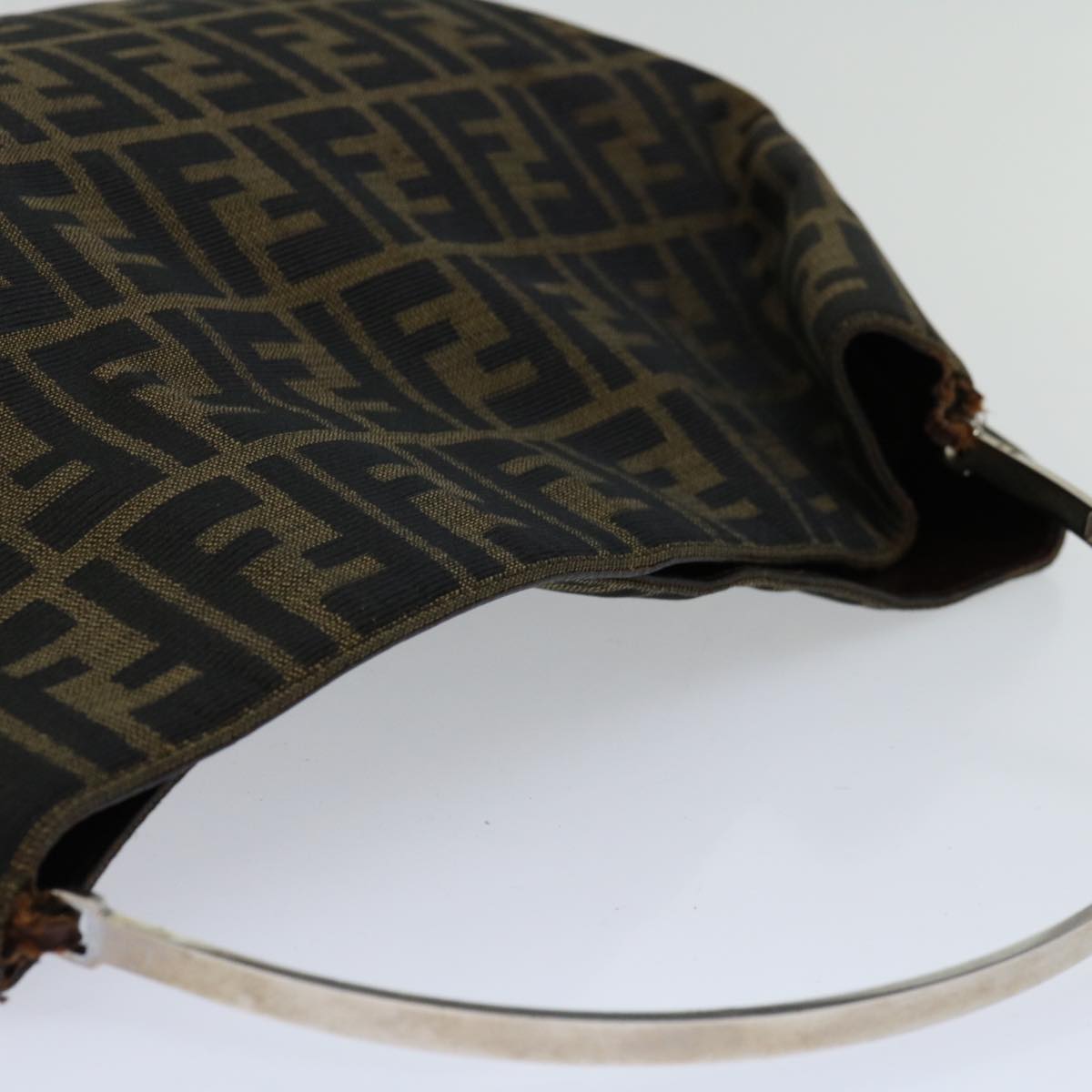 FENDI Zucca Canvas Hand Bag Black Brown hk1112