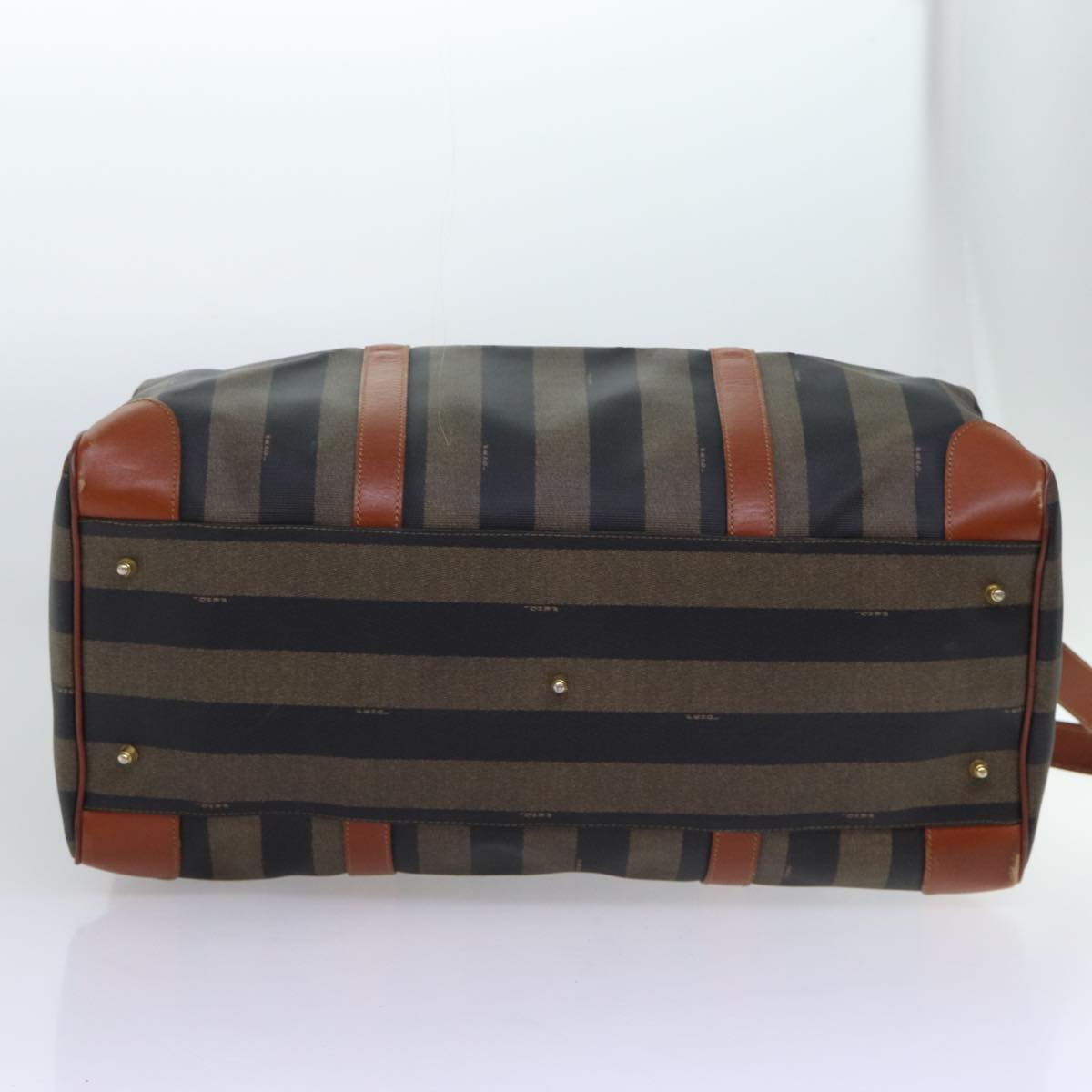 FENDI Pecan Canvas Boston Bag Coated Canvas 2way Brown Khaki hk1140