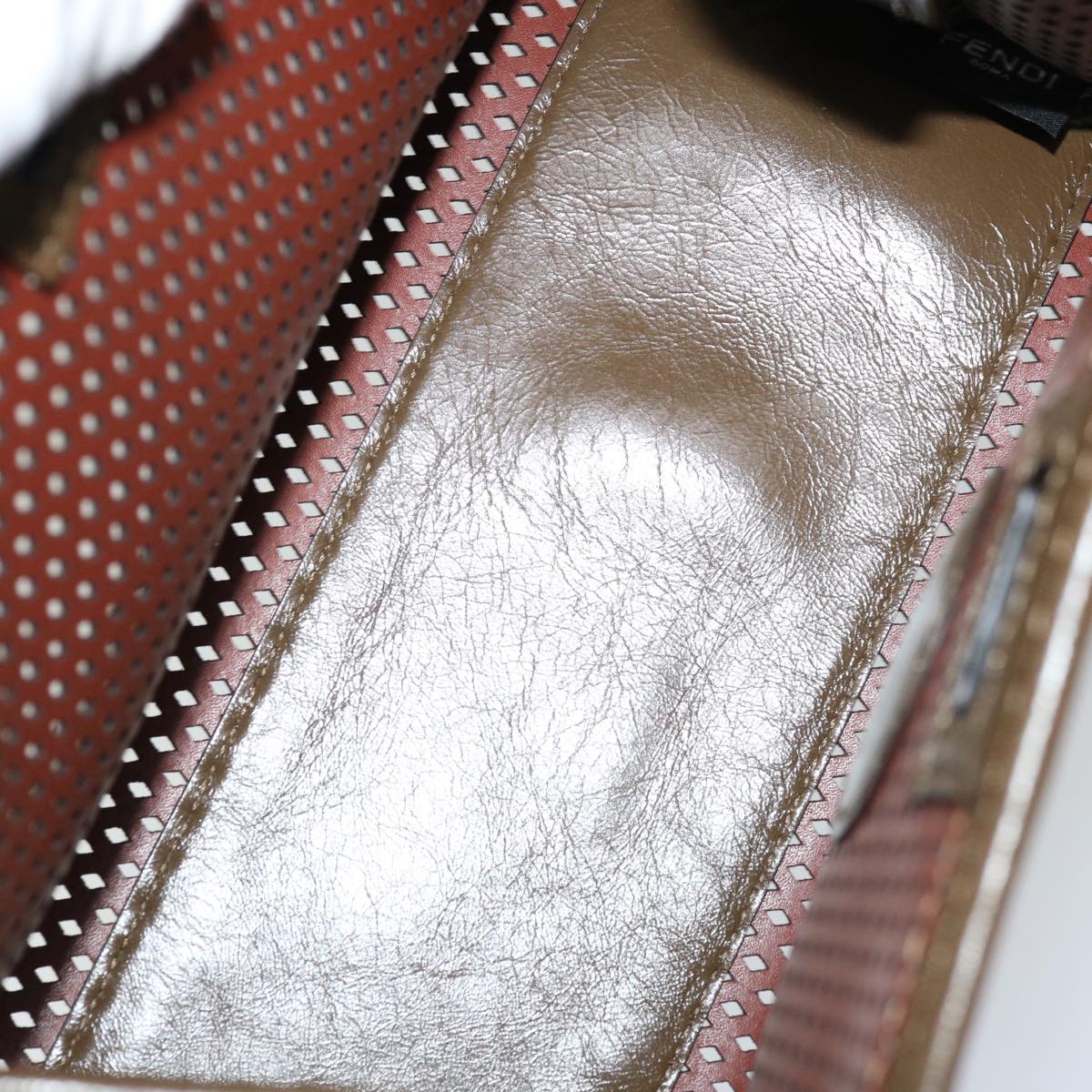 FENDI Mini Peek A Boo Clutch Bag Leather White