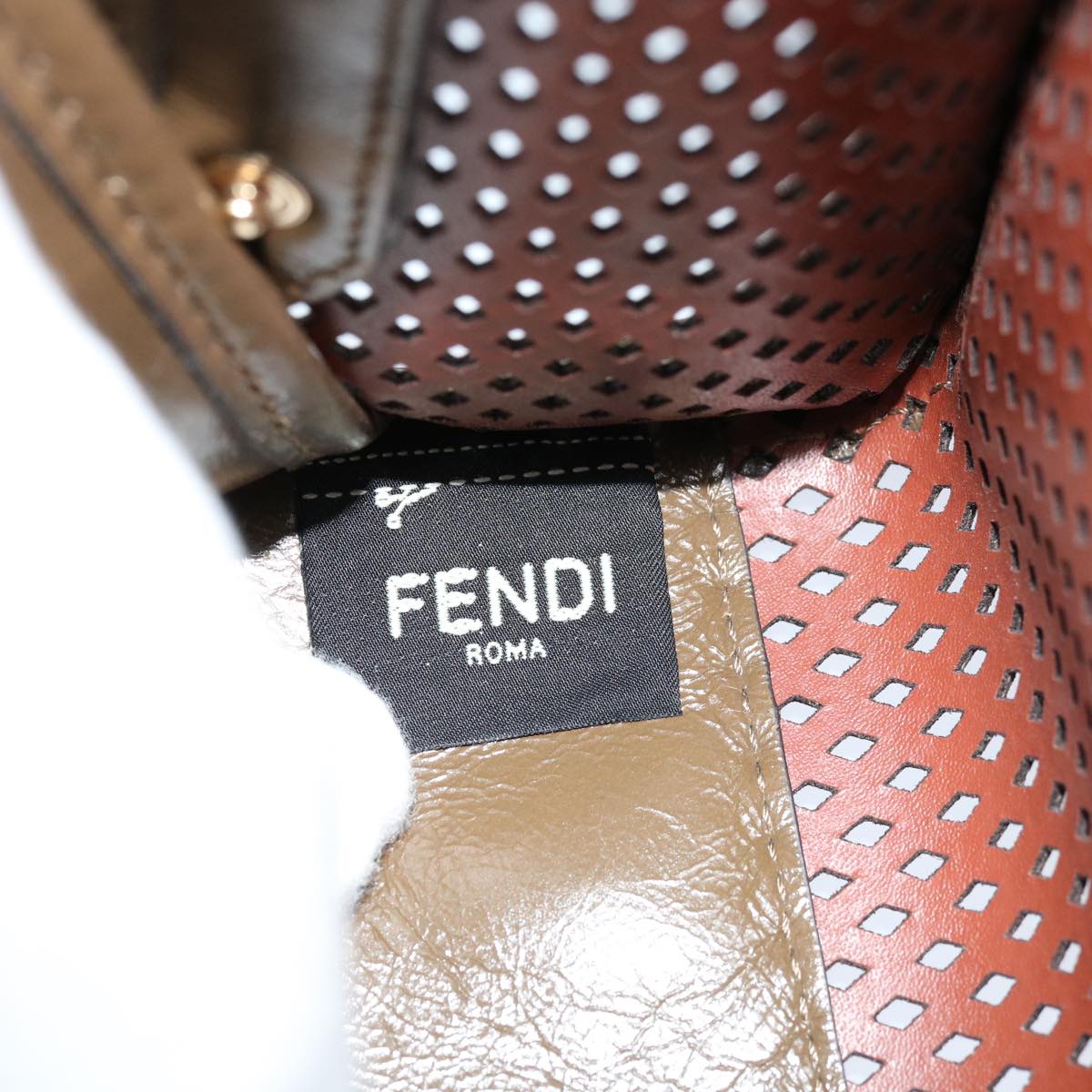 FENDI Mini Peek A Boo Clutch Bag Leather White