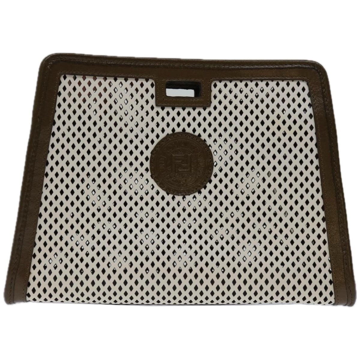 FENDI Mini Peek A Boo Clutch Bag Leather White