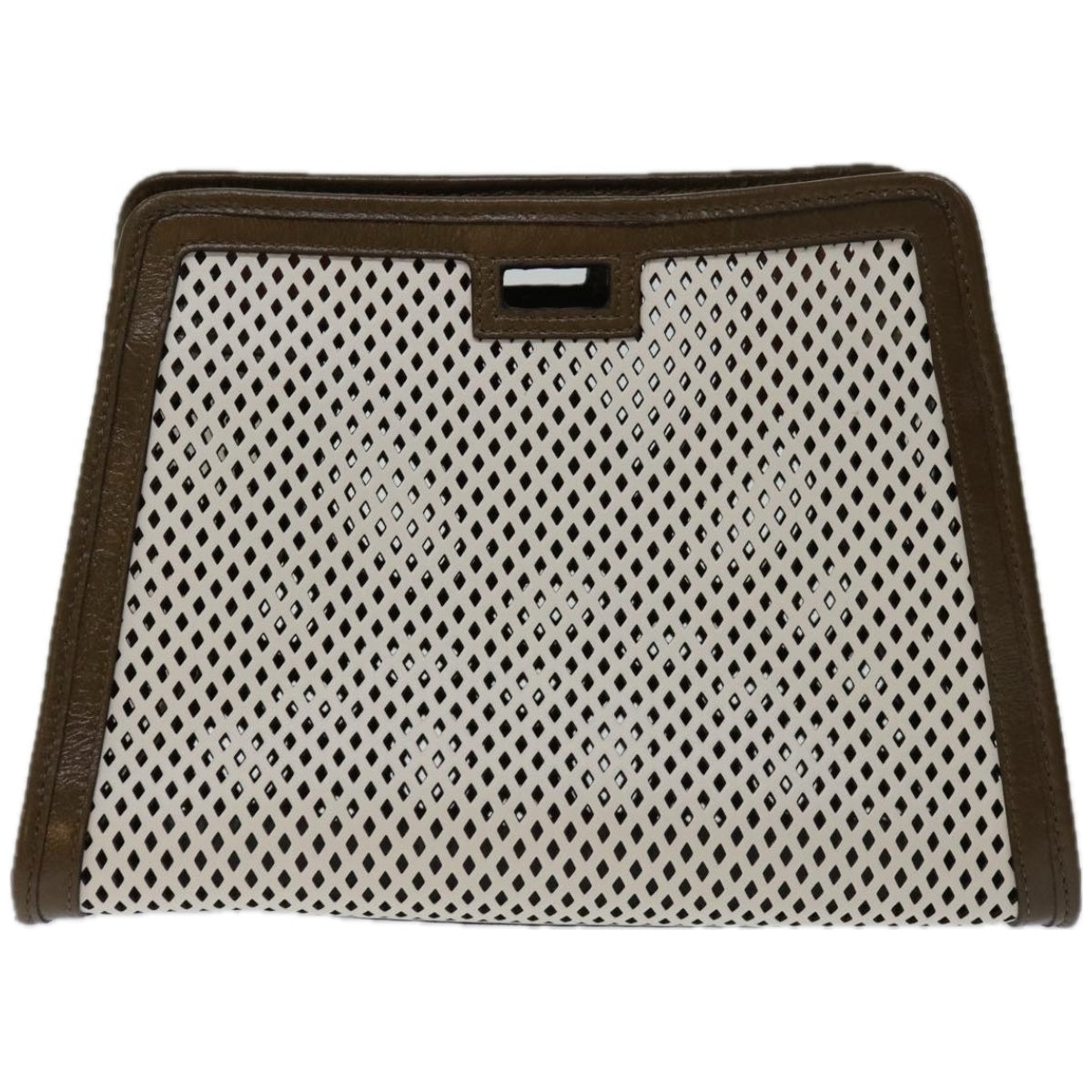 FENDI Mini Peek A Boo Clutch Bag Leather White