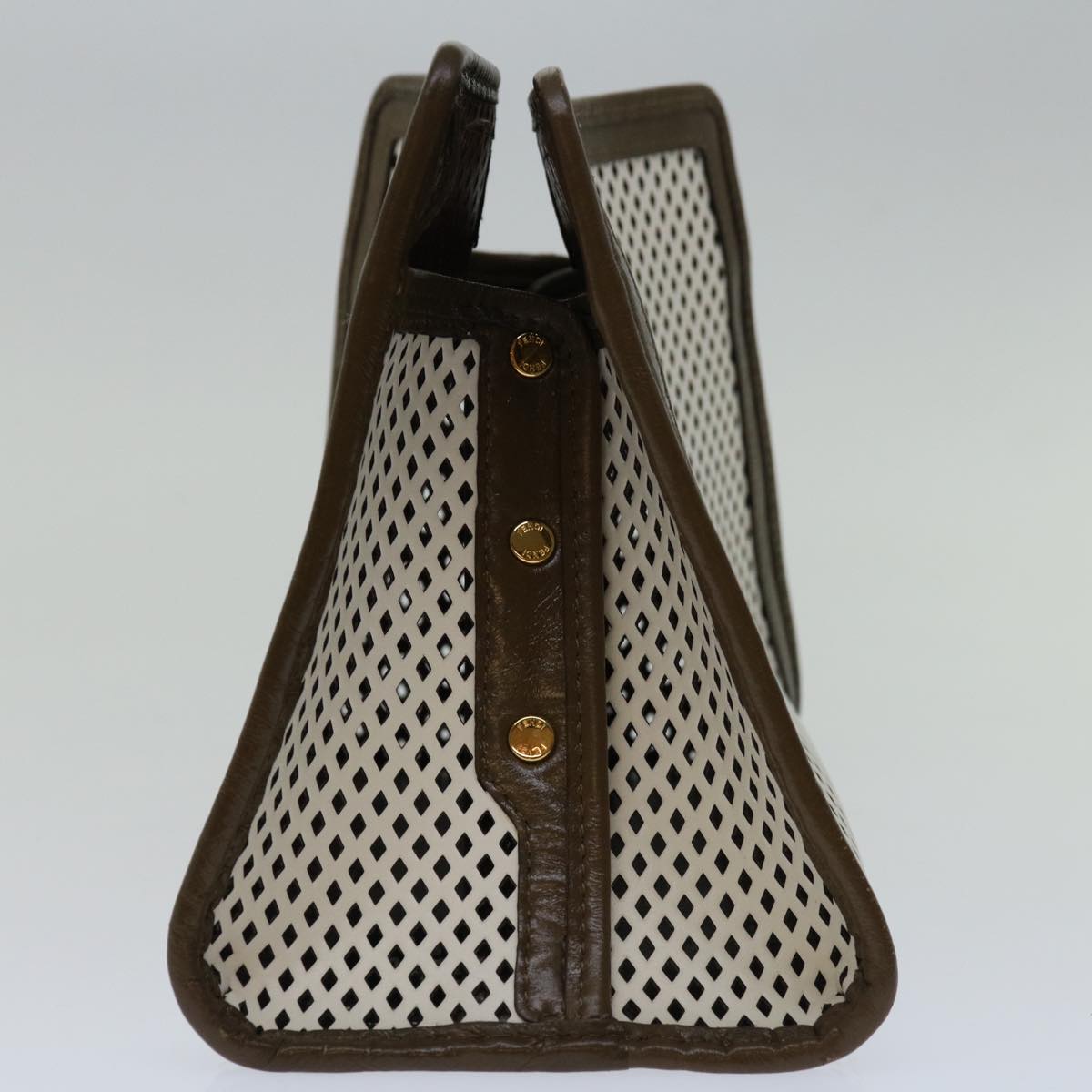 FENDI Mini Peek A Boo Clutch Bag Leather White