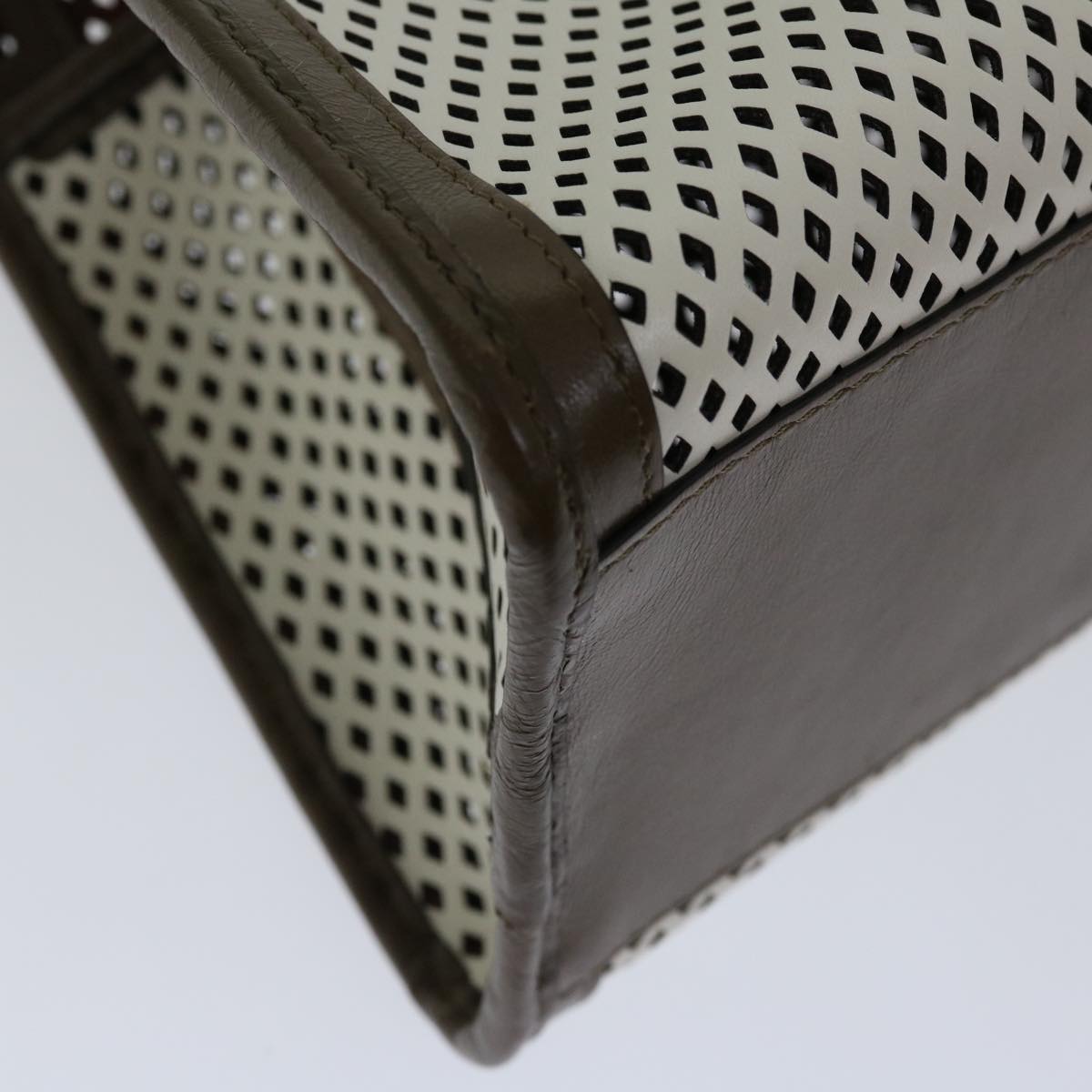 FENDI Mini Peek A Boo Clutch Bag Leather White