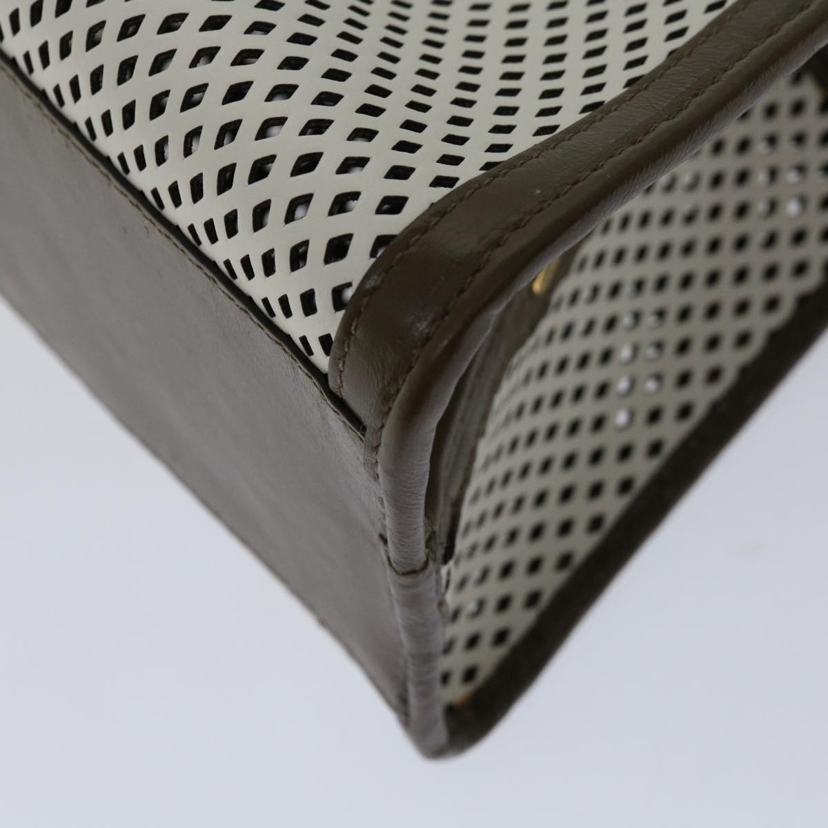 FENDI Mini Peek A Boo Clutch Bag Leather White
