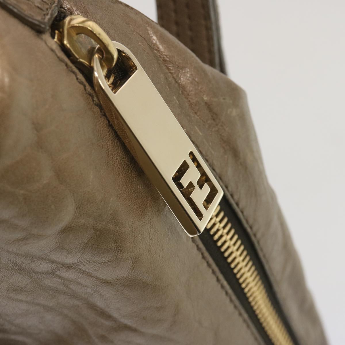 FENDI Shoulder Bag Leather Bronze hk1152