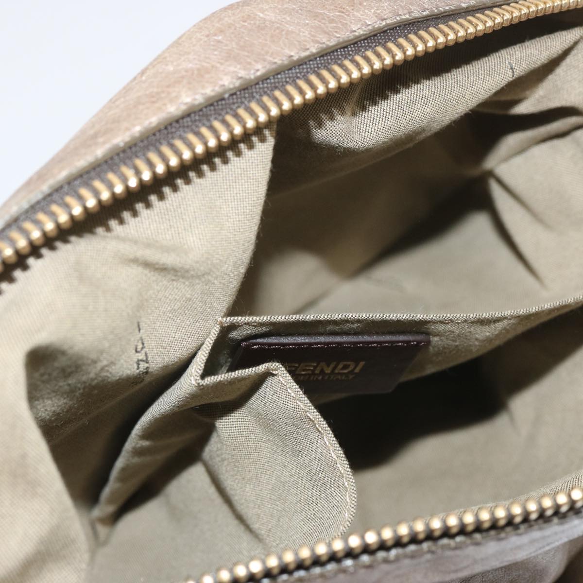 FENDI Shoulder Bag Leather Bronze hk1152
