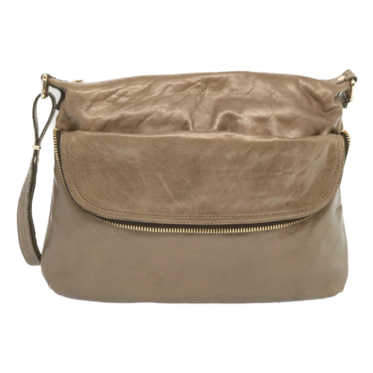 FENDI Shoulder Bag Leather Bronze hk1152