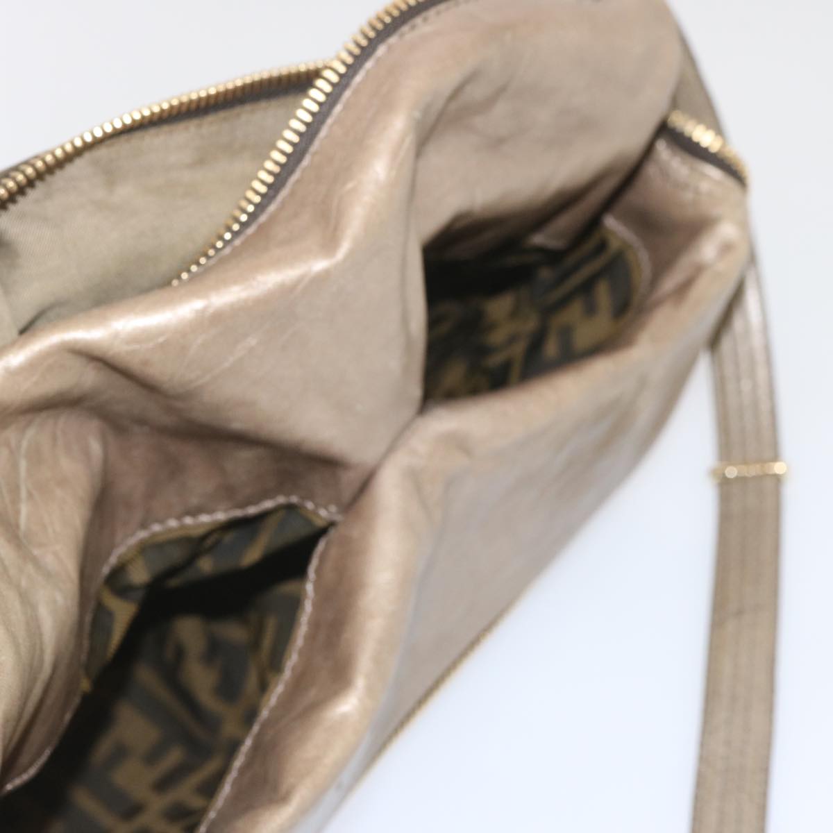 FENDI Shoulder Bag Leather Bronze hk1152